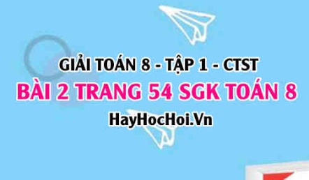 Giải bài 2 trang 54 Toán 8 Tập 1 SGK Chân trời sáng tạo